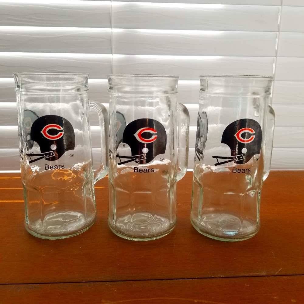 Vintage NFL 70s 80s Glass Bears Peanut Mug
